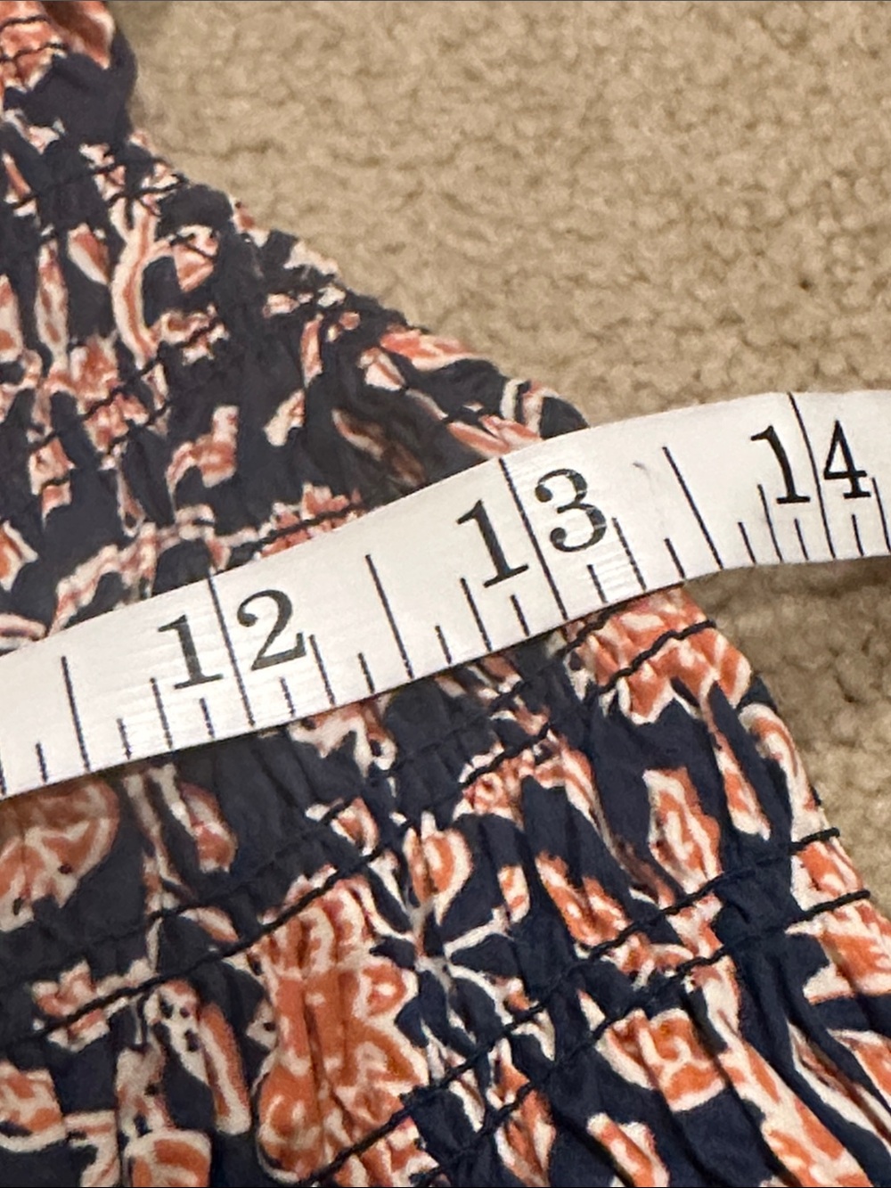 Evereve Navy Floral Smocked Tank with Peach Accents - Picture 6 of 6